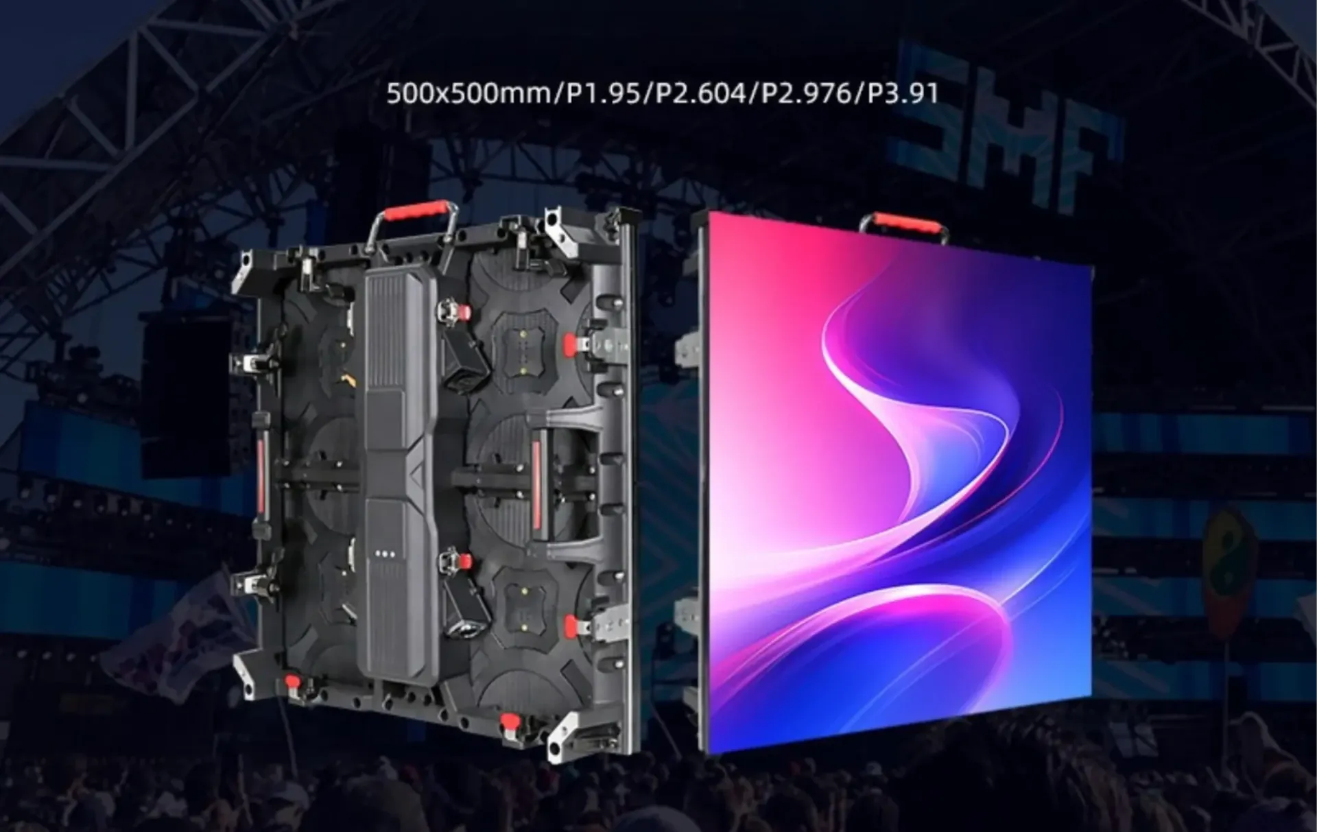 LED display panels showing how pixel pitch changes image sharpness