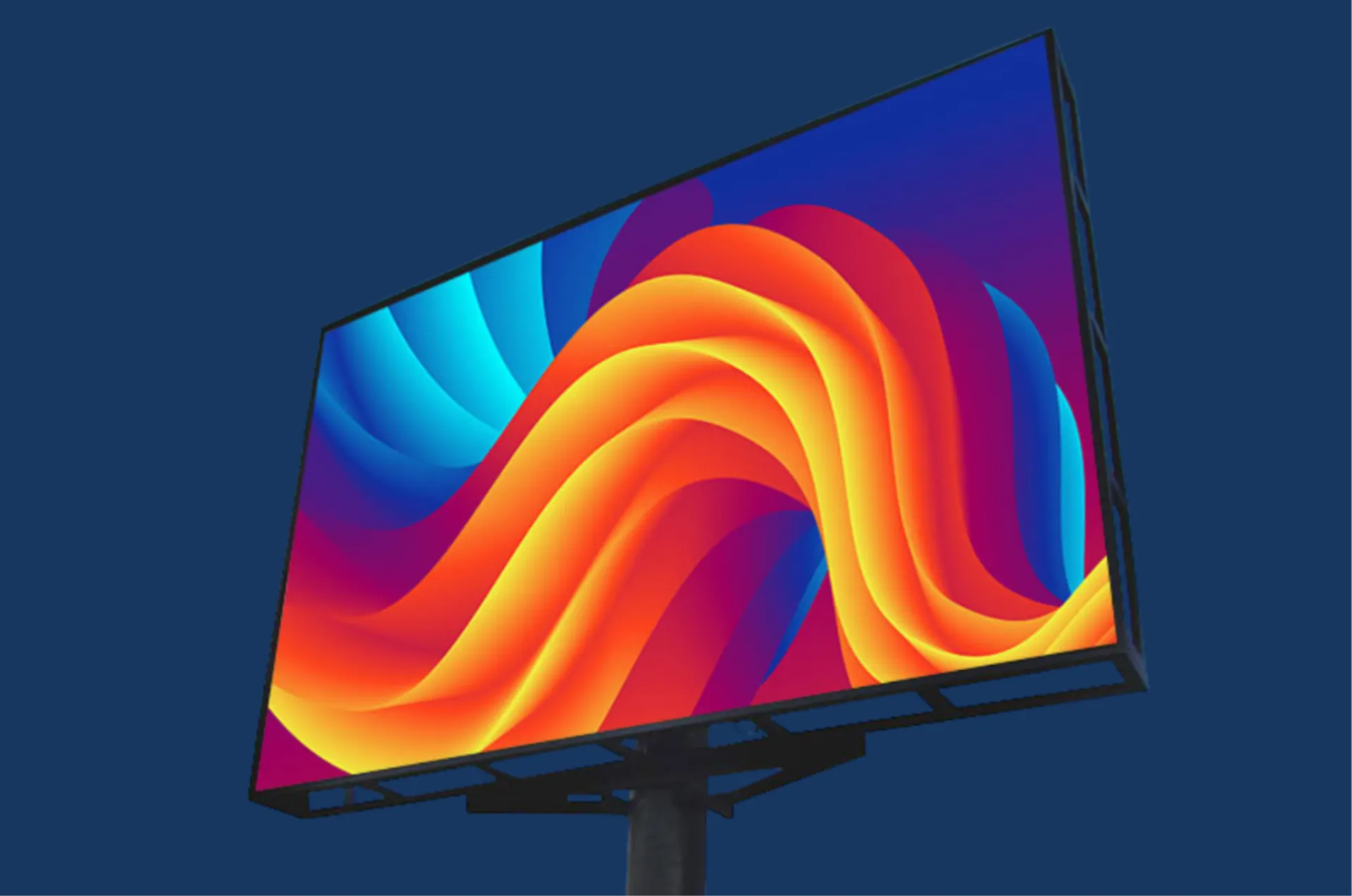 Outdoor LED billboard with colorful abstract content