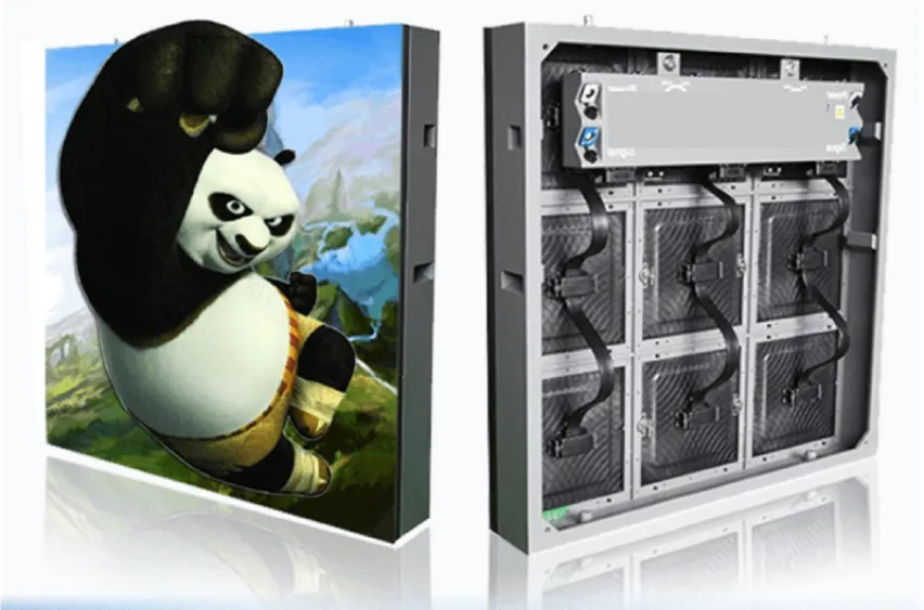 LED panel front and back view with die-cast cabinet